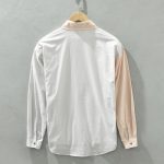 قميص باتش ورك مخطط للرجال، خريف جديد، قميص ياقة قابلة للطي من القطن الخالص، بأكمام طويلة وتصميم فضفا